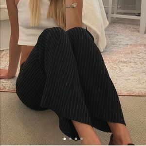 Stripped wide leg worker pant